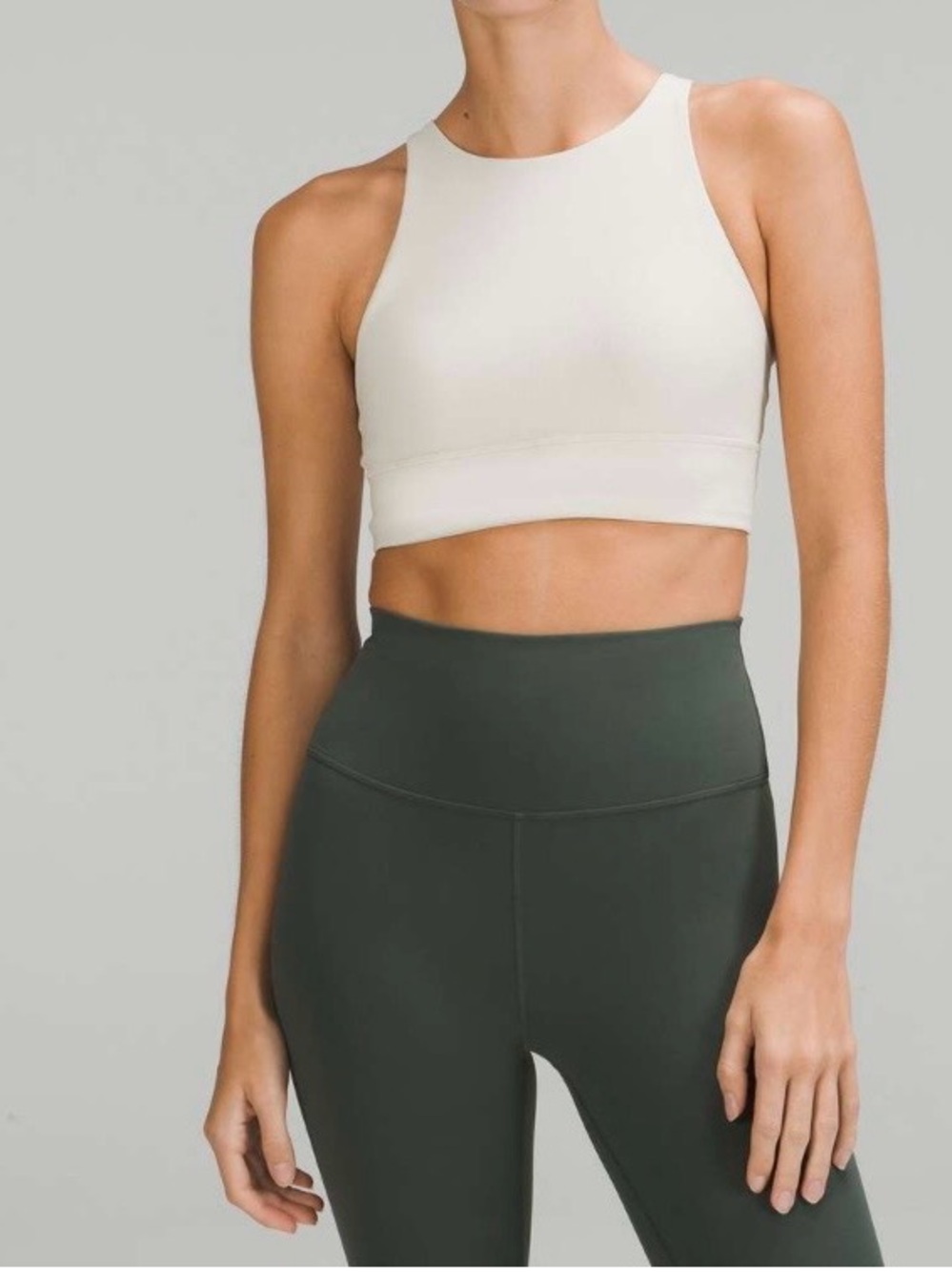 Lululemon Energy High-Neck  Ribbed Luxtreme Bra Natural Ivory size 4